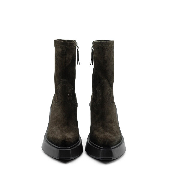 Tetrix Dark Brown Stretch Split Leather Half Boots