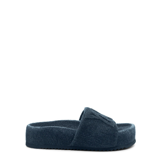 Bubble ciabatta nera in denim 