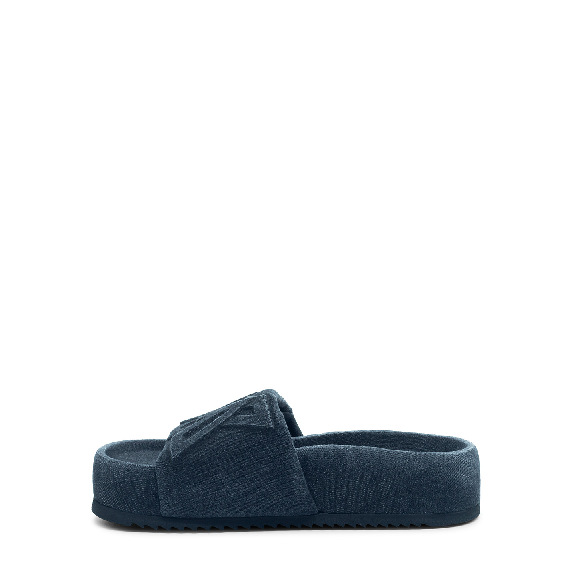 Bubble black denim slipper