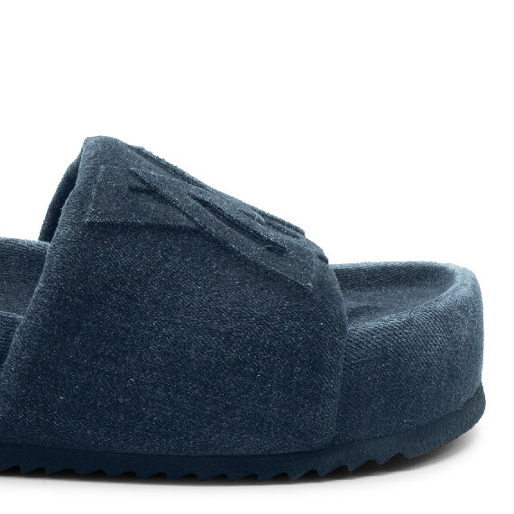 Bubble black denim slipper