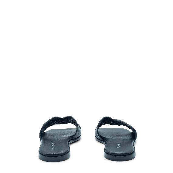 Square open monogram black slipper 
