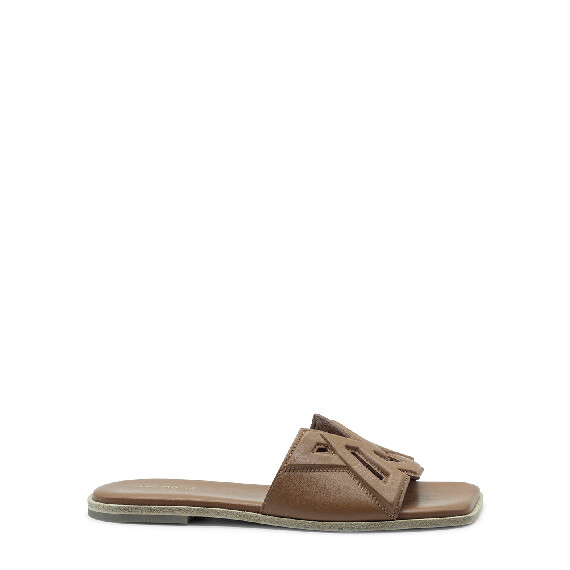 Square open ciabatta monogram cuoio