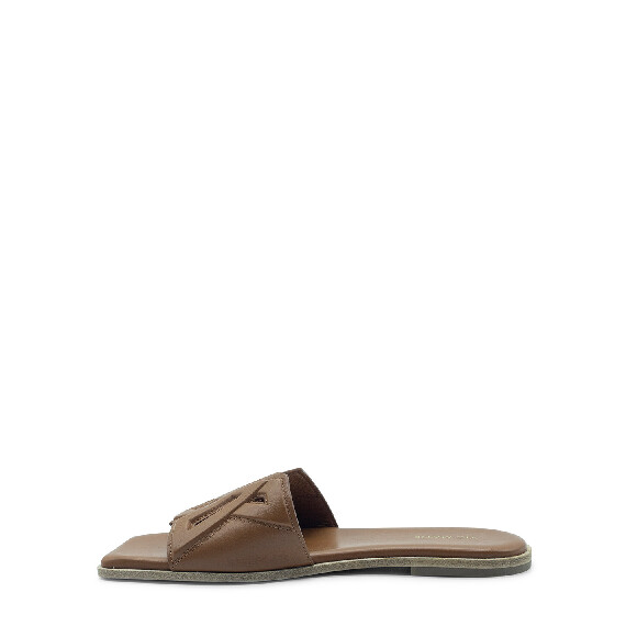 Square open  monogram leather slipper