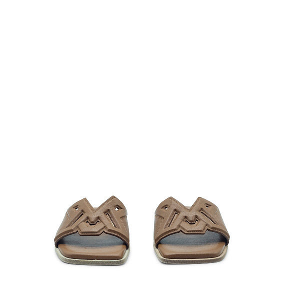 Square open  monogram leather slipper