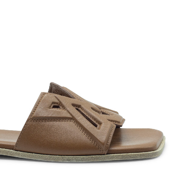 Square open  monogram leather slipper