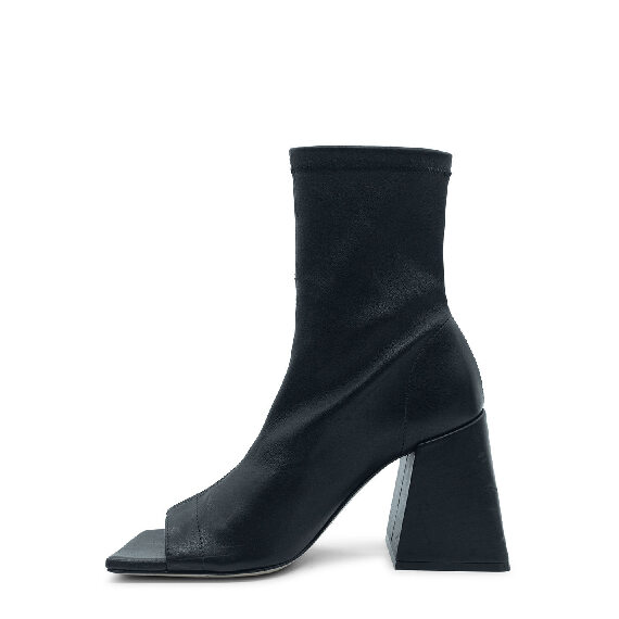 Ming open  black leather ankle boot