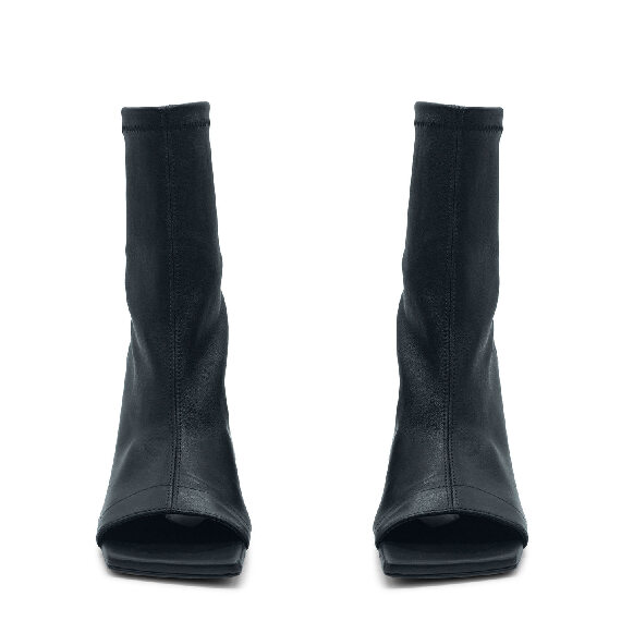 Ming open  black leather ankle boot